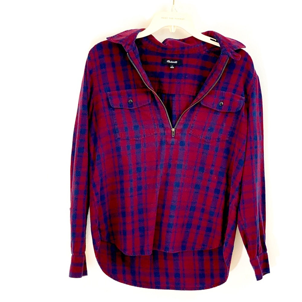 Madewell soft flannel half-zip up shirt